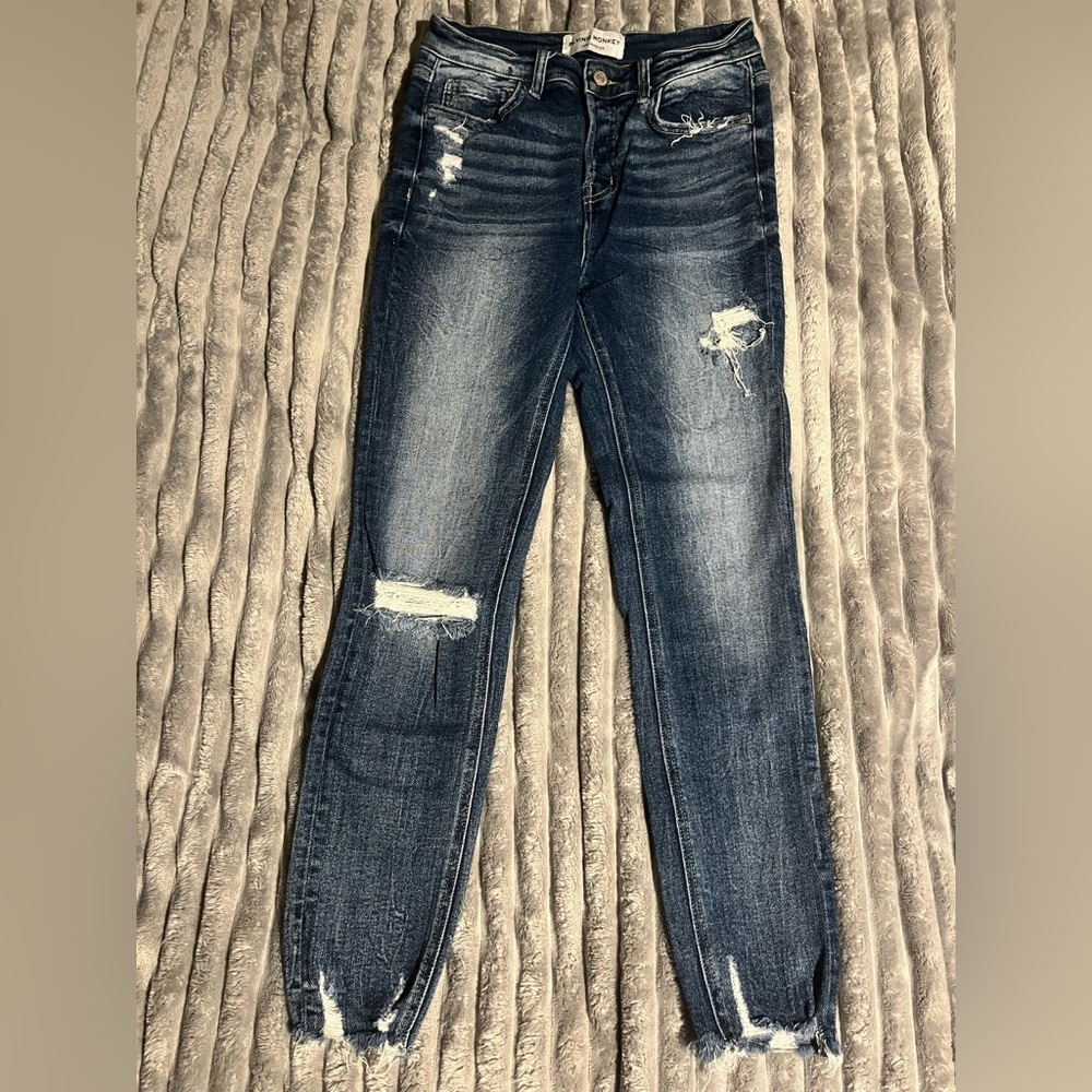 Flying Monkey Blue Skinny Jeans with Distressed Details
